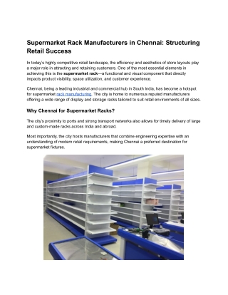 Supermarket Rack Manufacturers in Chennai - supermarketrackmanufacturers