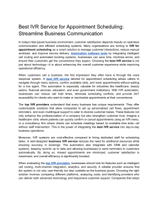 Best IVR Service for Appointment Scheduling_ Streamline Business Communication