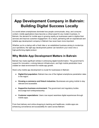App Development Company in Bahrain_ Building Digital Success Locally