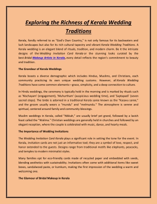 Exploring the Richness of Kerala Wedding Traditions