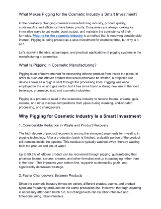 Pigging for Cosmetic Industry: Boost Efficiency & Reduce Waste