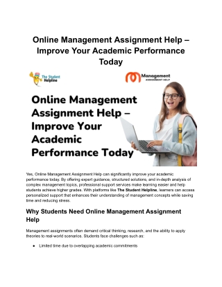 Online Management Assignment Help – Improve Your Academic Performance Today