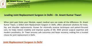 Leading Joint Replacement Surgeon in Delhi – Dr. Anant Kumar Tiwari