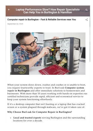 Computer repair in Burlington - Fast & Reliable Services near You