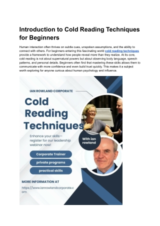 Cold Reading Techniques: The Secret Skill Behind Mind Readers