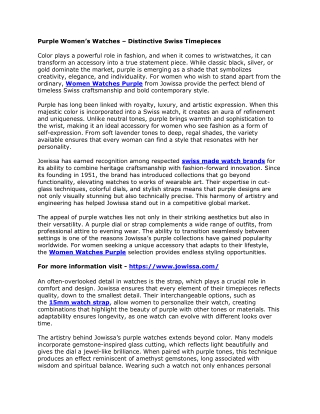 Purple Women’s Watches – Distinctive Swiss Timepieces