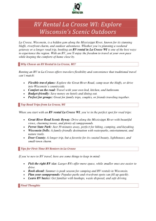 RV Rental La Crosse WI