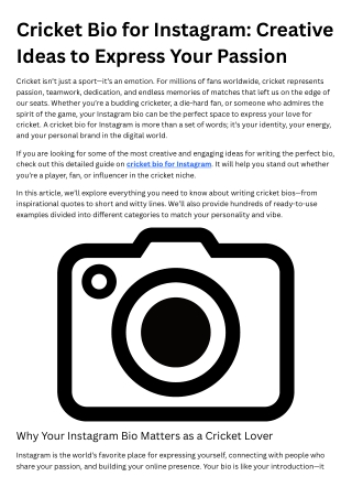 Cricket Bio for Instagram Creative Ideas to Express Your Passion