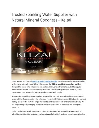 Trusted Sparkling Water Supplier with Natural Mineral Goodness
