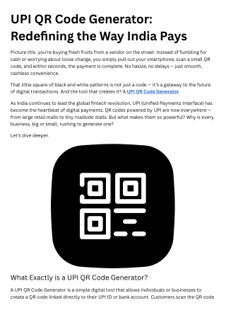 UPI QR Code Generator Redefining the Way India Pays