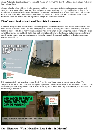 Inexpensive Portable Bathroom Rental Choices in Macon