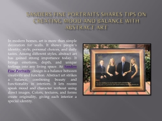 Sanders Fine Portraits Shares Tips on Creating Mood and Balance with Abstract Ar