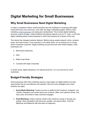 Why Small Businesses Need Digital Marketing