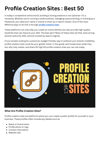 Profile Creation Sites  Best 50