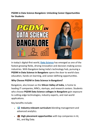PGDM in Data Science Bangalore