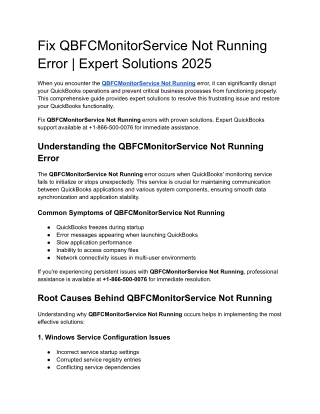 Fix QBFCMonitorService Not Running Error | Expert Solutions 2025