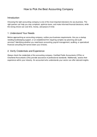 Picking the Best Accounting Company: Key Steps for Businesses