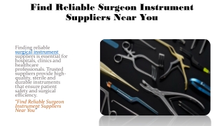 Find Reliable Surgeon Instrument Suppliers Near You