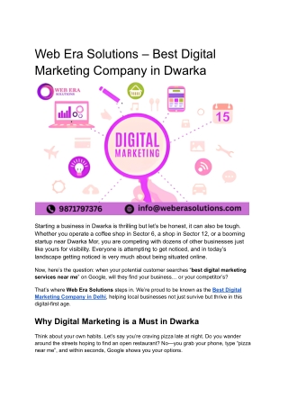 Web Era Solutions – Best Digital Marketing Company in Dwarka