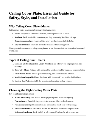 Ceiling Cover Plate: Essential Guide for Safety, Style, and Installation