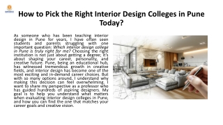 How to Pick the Right Interior Design Colleges in Pune
