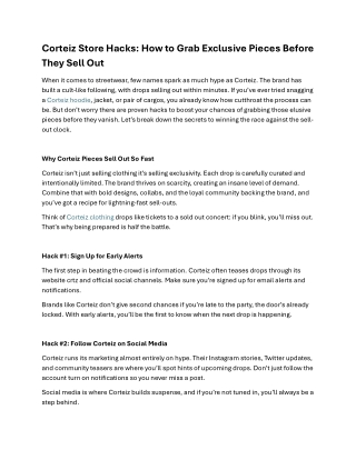 Corteiz Store Hacks