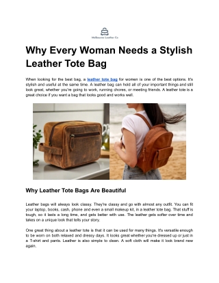 Why Every Woman Needs a Stylish Leather Tote Bag