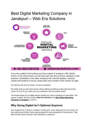 Web Era Solutions – Best Digital Marketing Company in Janakpuri