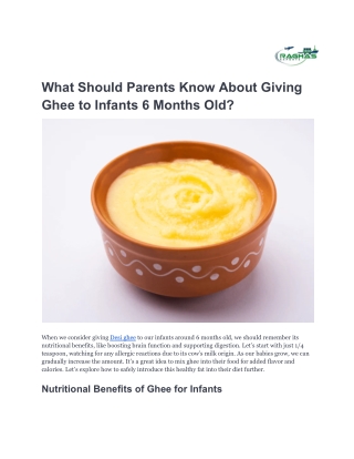 What Should Parents Know About Giving Ghee to Infants 6 Months Old_