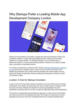 Why Startups Prefer a Leading Mobile App Development Company London