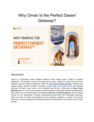 Why Oman Is the Perfect Desert Getaway?