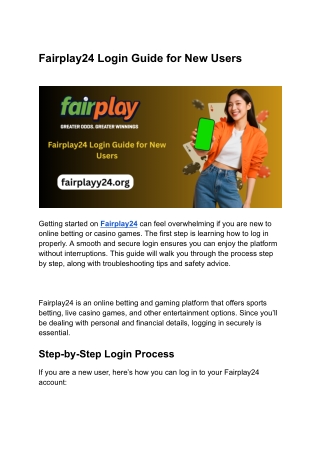 Fairplay24 Login Guide for New Users