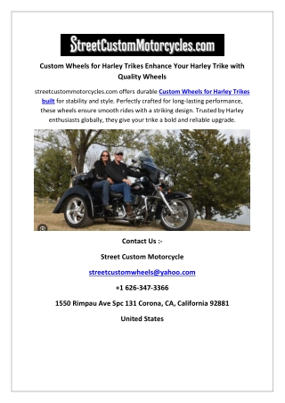 Custom Wheels for Harley Trikes Enhance Your Harley Trike with Quality Wheels