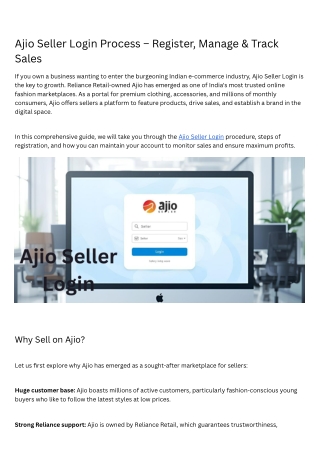 Ajio Seller Login Process – Register, Manage & Track Sales