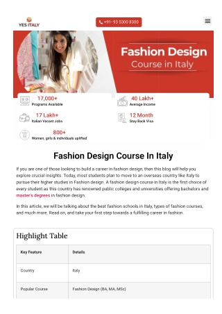 Fashion Design Course in Italy | Study Fashion in Top Italian Colleges