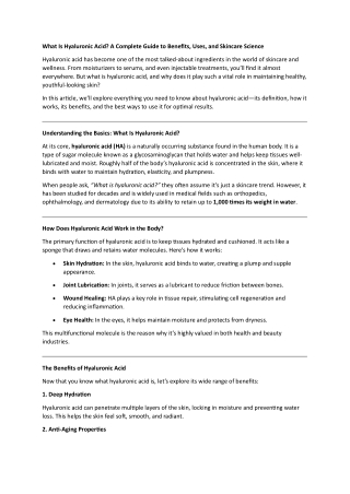 What Is Hyaluronic Acid