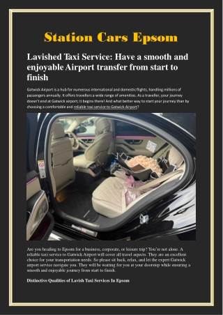 Lavished Taxi Service Have a smooth and enjoyable Airport transfer from start to finish