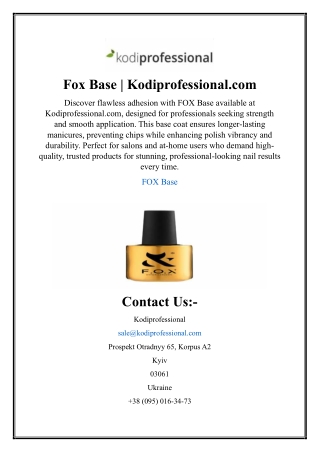 Fox Base | Kodiprofessional.com