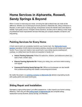 Home Services in Alpharetta, Roswell, Sandy Springs & Beyond