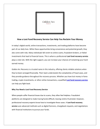 How a Lost Fund Recovery Service Can Help You Reclaim Your Money