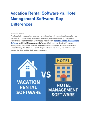 Vacation Rental Software vs Hotel Management Software