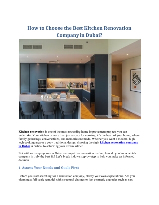 Tips to Select the Right Kitchen Renovation Experts in Dubai