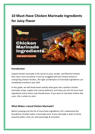 10 Must-Have Chicken Marinade Ingredients for Juicy Flavor -allhungry