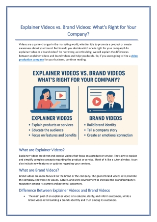 Explainer Videos vs. Brand Videos What's Right for Your Company