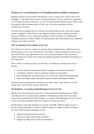 The Role of an Accounting Firm in UAE