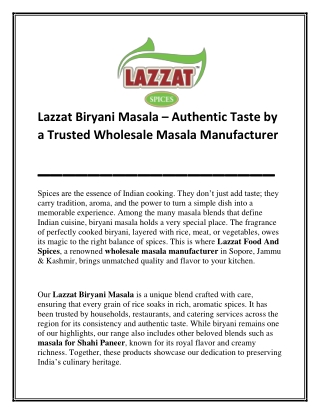 Lazzat Biryani Masala
