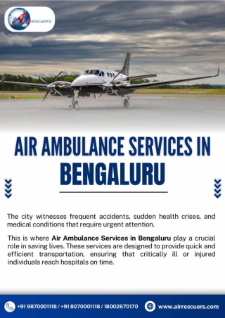 Air Ambulance Services in Bengaluru