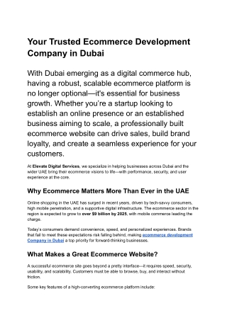 Your Trusted Ecommerce Development Company in Dubai