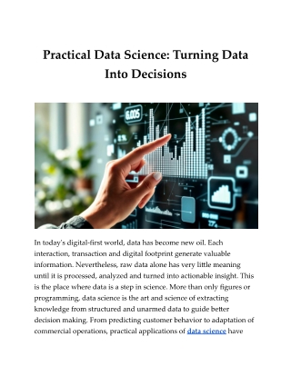 Practical Data Science Turning Data Into Decisions