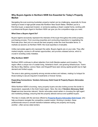 Why Buyers Agents in Northern NSW Are Essential for Today’s Property Market